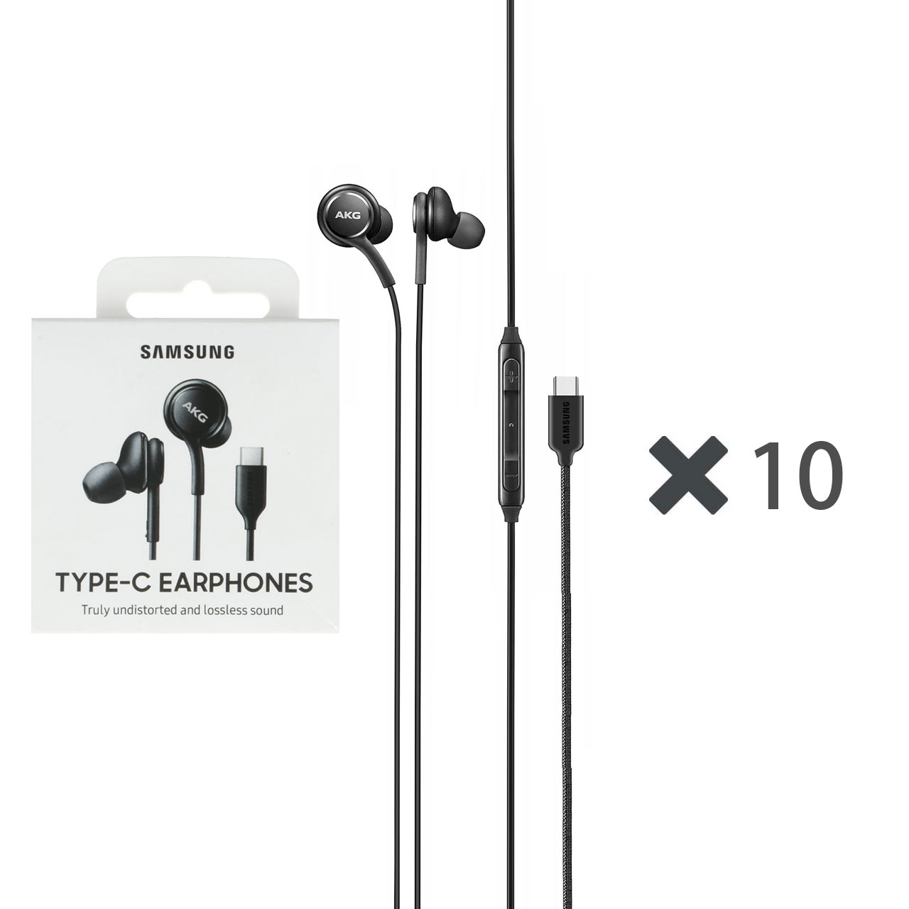 پک 10 عددی هندزفری با سیم  سامسونگ AKG-S23 با پورت Type-C- مشکی - DST (گارانتی شش ماهه) -درجه یک